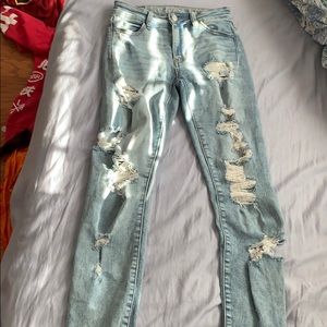 High Waisted Distressed Jeans